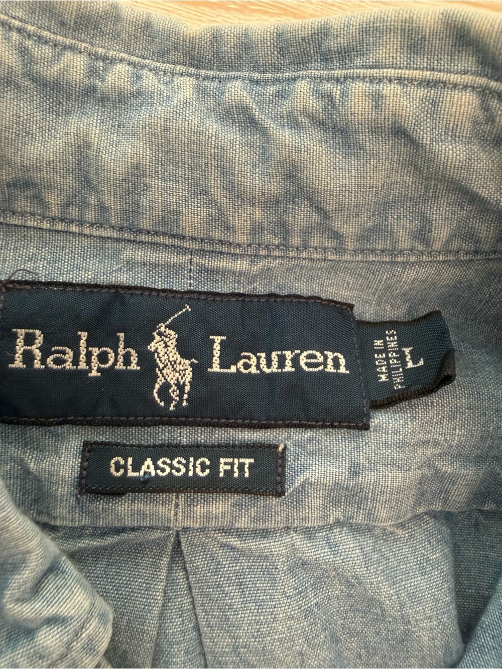 Ralph Lauren Light Blue Denim Button-Down Shirt Vintage - Picture 3 of 7